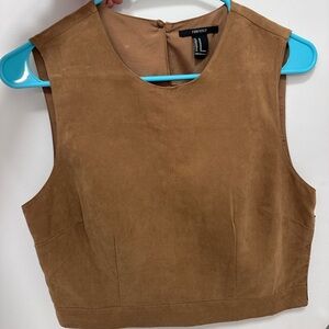 Brown Suede Western Sleeveless Top